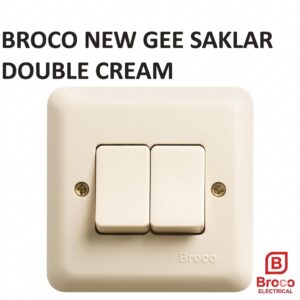 Broco New Gee Saklar Double Cream Tanam Ganda 2 Gang 1 Way 6622U