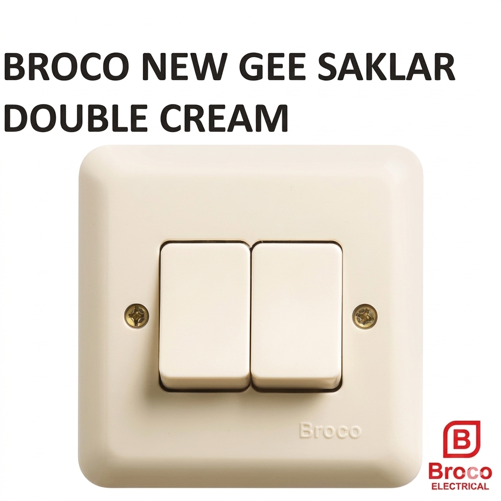 Broco New Gee Saklar Double Cream Tanam Ganda 2 Gang 1 Way 6622U