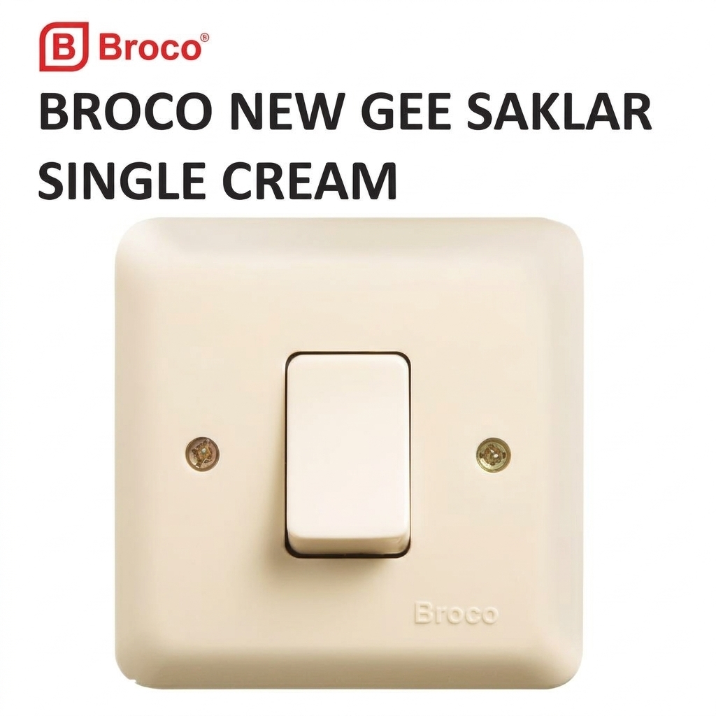 Broco New Gee Saklar Single Cream Tanam 1 Gang 1 Way 6621U