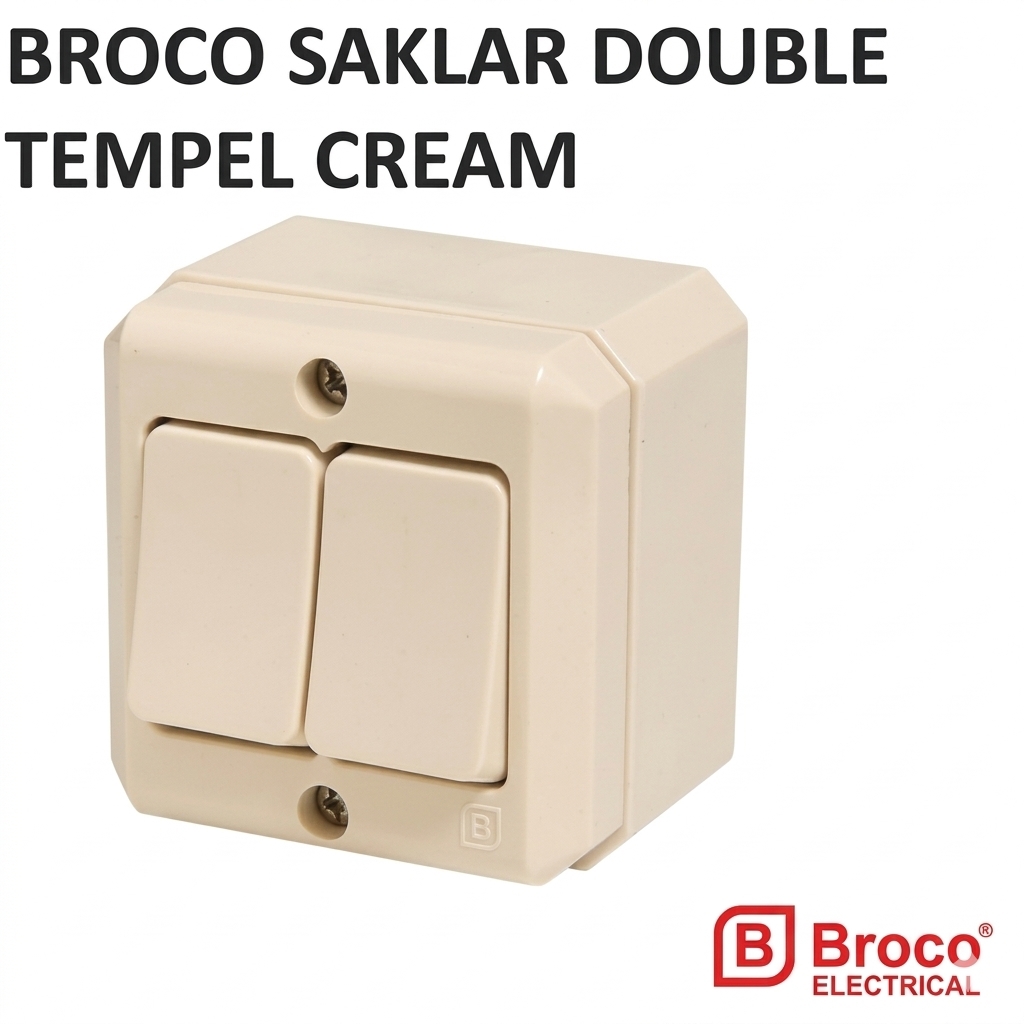 Broco Saklar Double Outbow Persegi Standard Line Cream 1622011