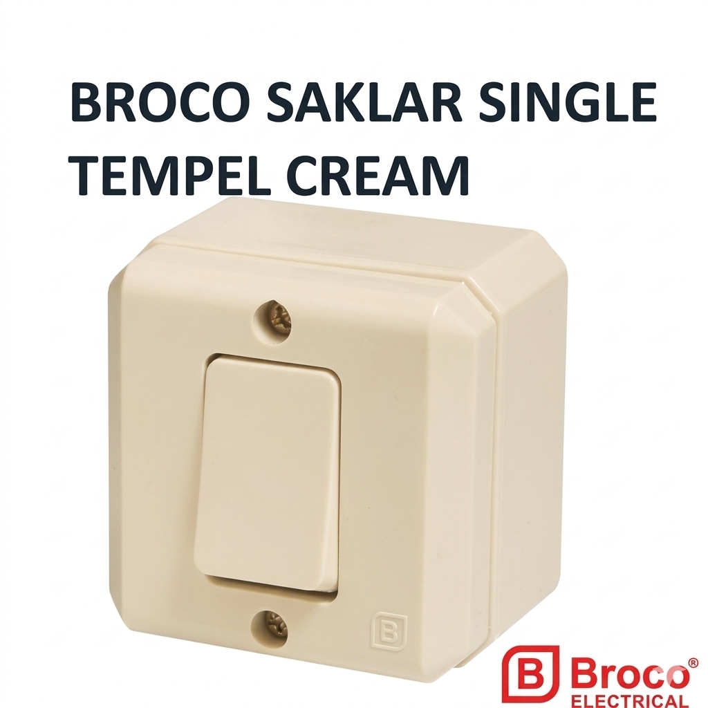 Broco Saklar Single Outbow Persegi Standard Line Cream 1621011