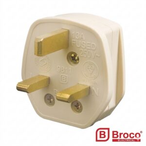 Broco Steker AC 7110 Cream Kepala Colokan Kaki 3 Pin Bulat SNI