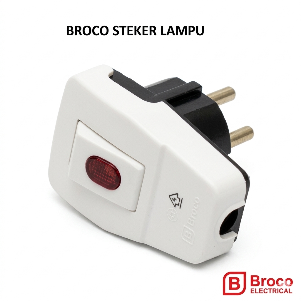 Broco Steker Saklar + Lampu Putih 1331165 Plug Switch Arde Original