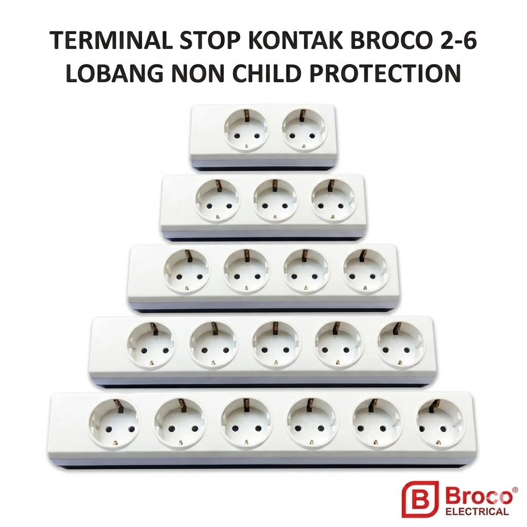 Broco Terminal Stop Kontak Multi Arde 2,3,4,5, & 6 Lubang Colokan Listrik IB OB