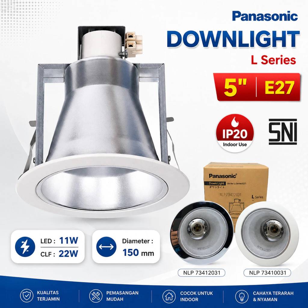 Panasonic Downlight 5 Inch E27 L Series Rumah Lampu Plafon Tanam IB SNI