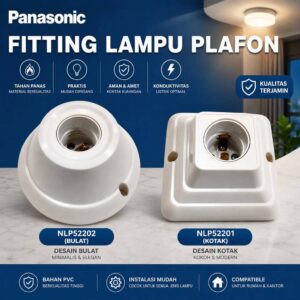 Panasonic Fitting Plafon Bulat Kotak E27 Putih Tempel Dudukan Lampu Plavon