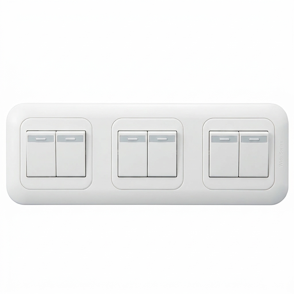 Panasonic Saklar 6 Gang Wide Series Putih Tanam Set Isi 6 Mata WEJ5531