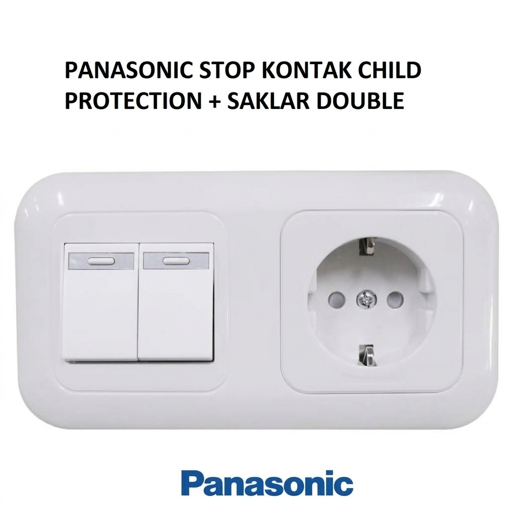 Panasonic Wide Series Stopkontak CP + Saklar Seri Double Set Tanam