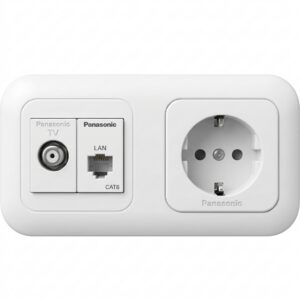 Panasonic Wide Series Stopkontak Child Protection + TV + Data LAN CAT6 Set Tanam