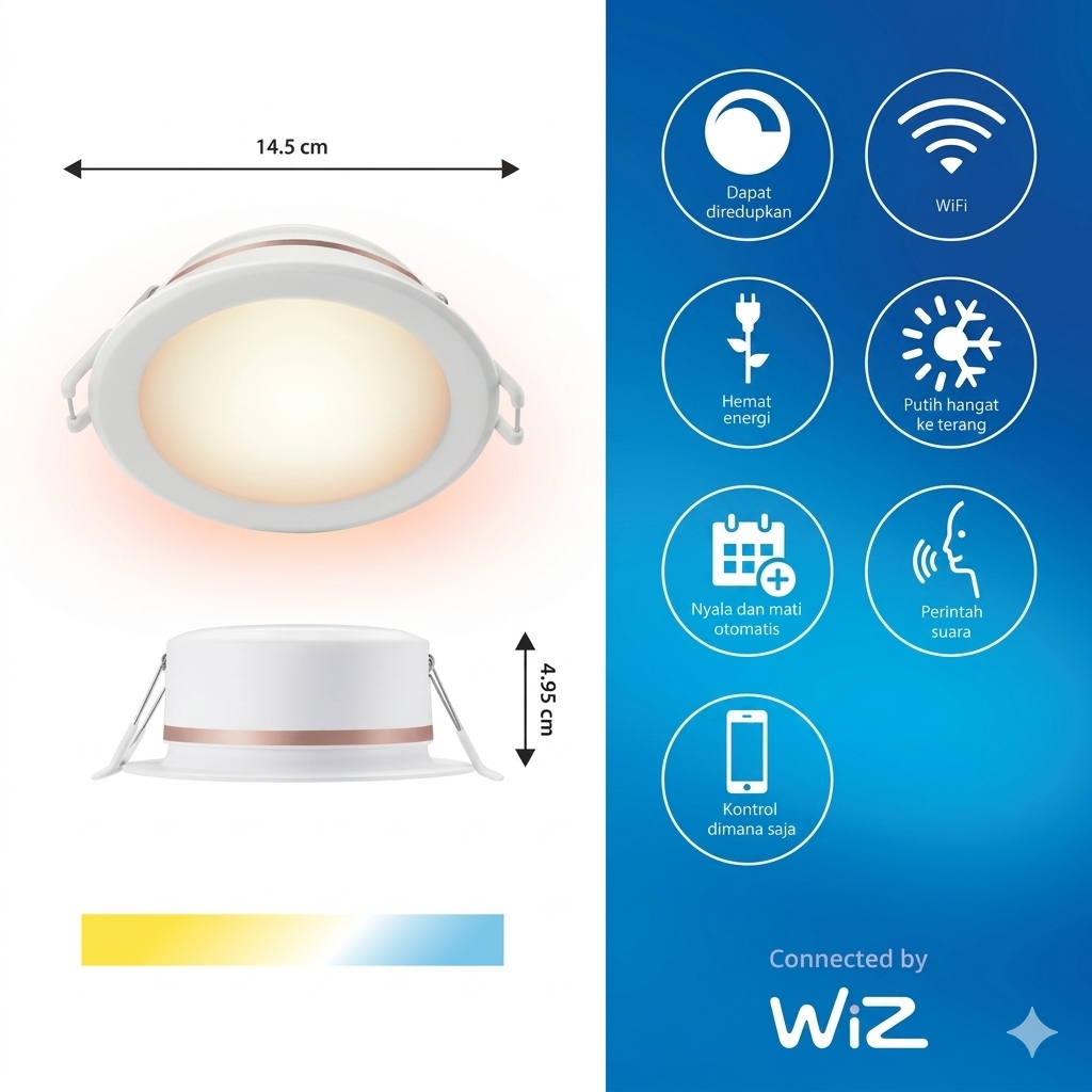 Philips Smart LED Wi-Fi Downlight 12.5W Tunable White Wiz Original 5 Inch - Image 2
