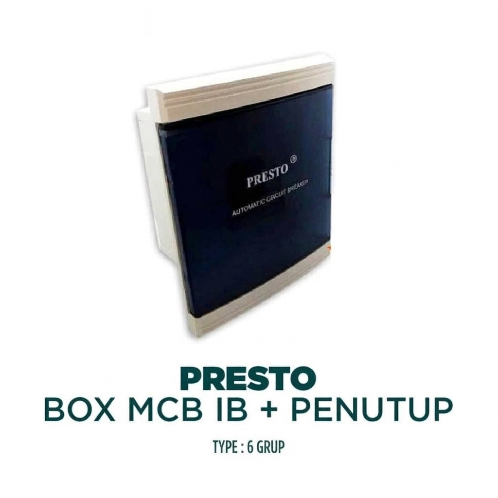 Presto Box MCB IB 6 Grup + Penutup Transparan – Kotak Sekring Dalam Tembok