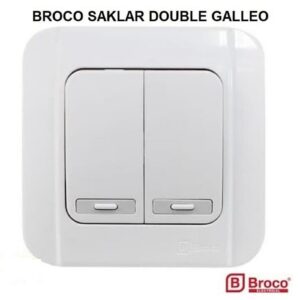 Broco Saklar Double Galleo White Ganda 2 Gang 1 Way G162-55S