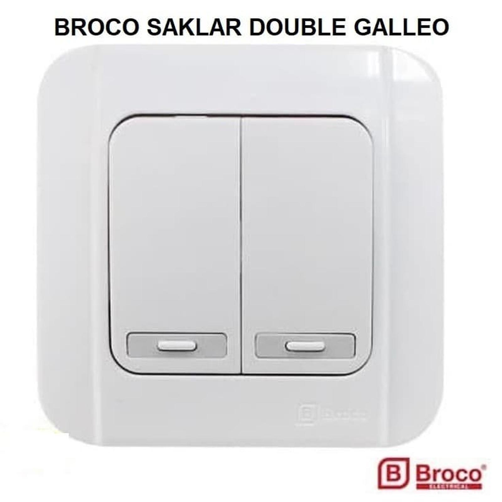 Broco Saklar Double Galleo White Ganda 2 Gang 1 Way G162-55S