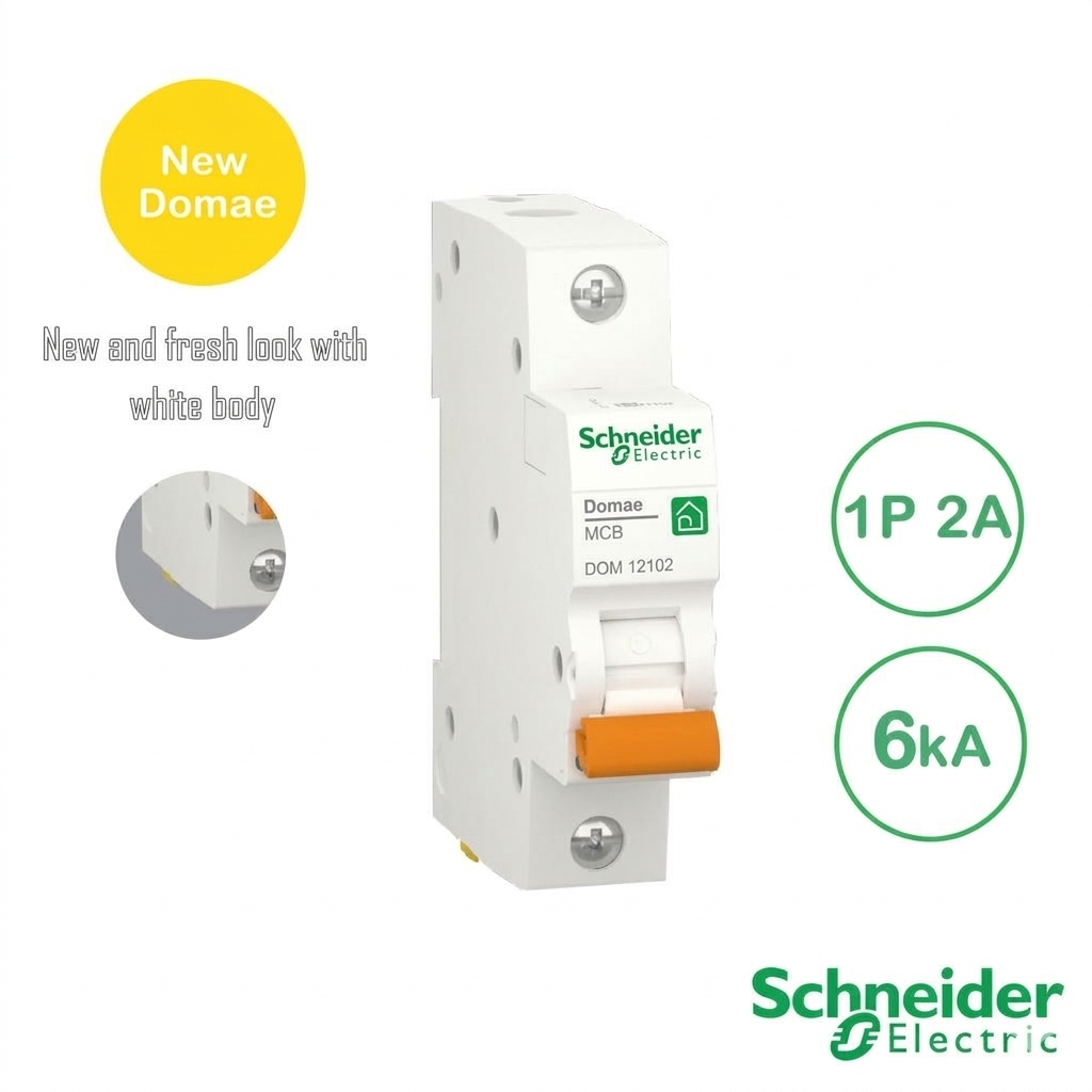 Schneider Electric New Domae MCB 1P 2A 6kA Original – DOMF01102