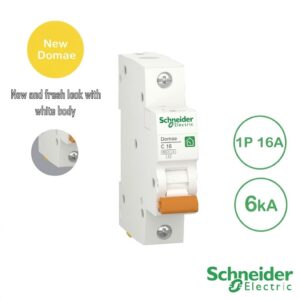 Schneider New Domae MCB 1P 16A 6kA DOMF01116 1 Phase Putih Original